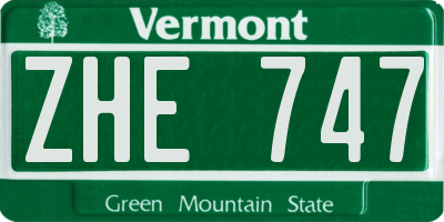 VT license plate ZHE747