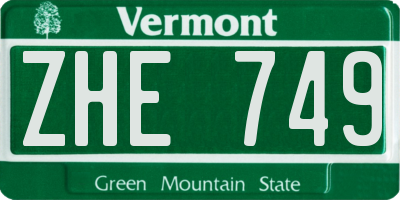 VT license plate ZHE749