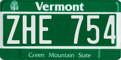 VT license plate ZHE754