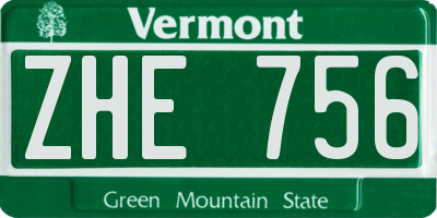 VT license plate ZHE756