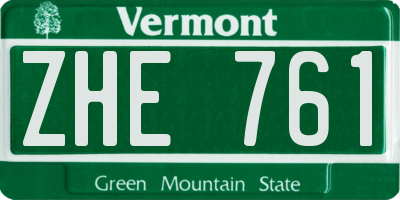 VT license plate ZHE761