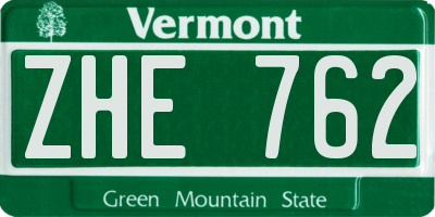 VT license plate ZHE762