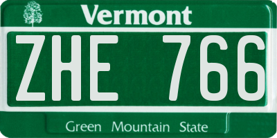VT license plate ZHE766