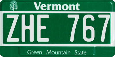 VT license plate ZHE767