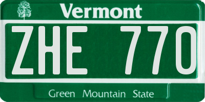 VT license plate ZHE770