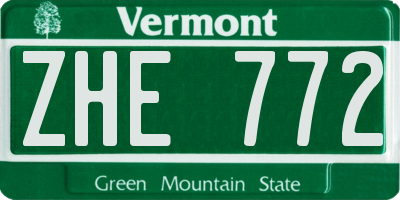 VT license plate ZHE772
