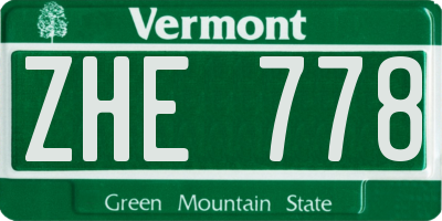 VT license plate ZHE778