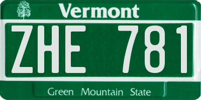 VT license plate ZHE781