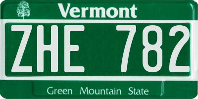 VT license plate ZHE782