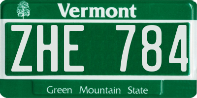 VT license plate ZHE784