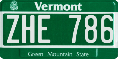 VT license plate ZHE786