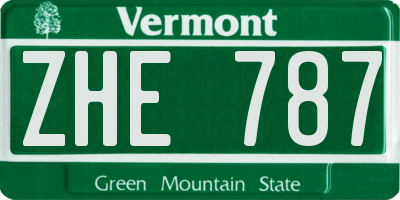 VT license plate ZHE787