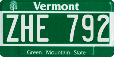VT license plate ZHE792