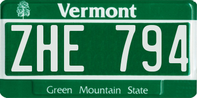 VT license plate ZHE794