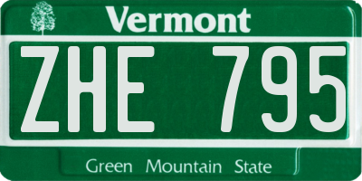 VT license plate ZHE795