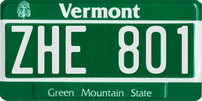 VT license plate ZHE801