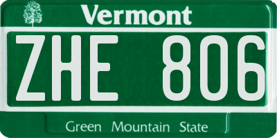 VT license plate ZHE806