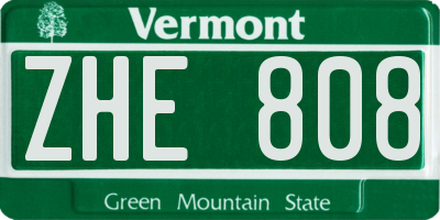 VT license plate ZHE808