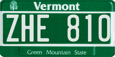 VT license plate ZHE810