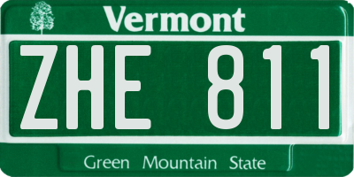 VT license plate ZHE811