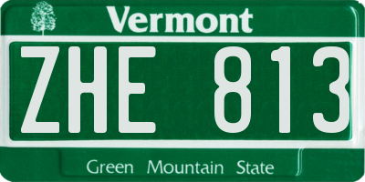 VT license plate ZHE813