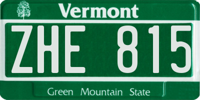 VT license plate ZHE815