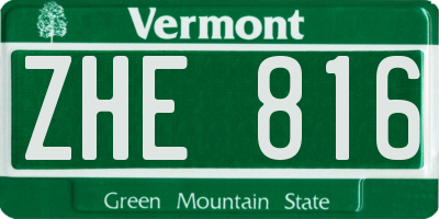VT license plate ZHE816
