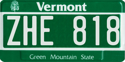 VT license plate ZHE818