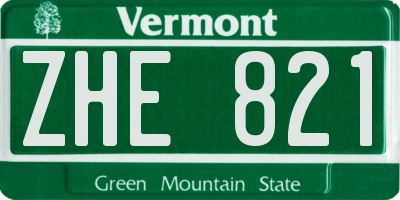 VT license plate ZHE821