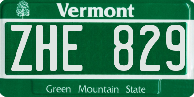 VT license plate ZHE829