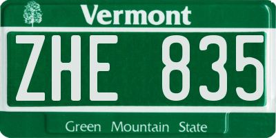 VT license plate ZHE835