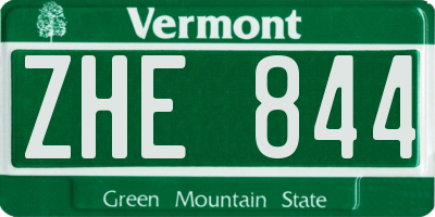 VT license plate ZHE844