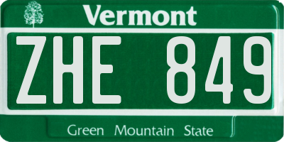 VT license plate ZHE849