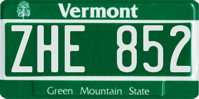 VT license plate ZHE852