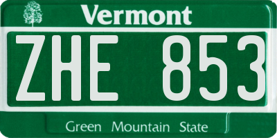 VT license plate ZHE853