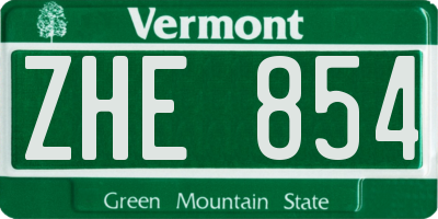 VT license plate ZHE854