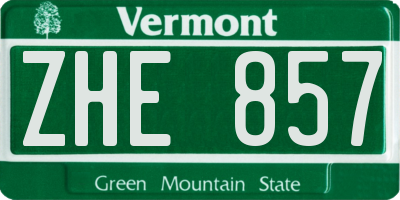 VT license plate ZHE857