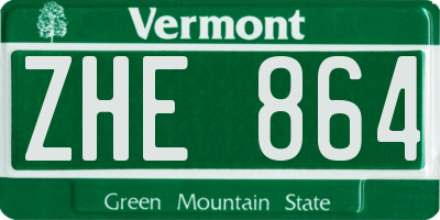 VT license plate ZHE864