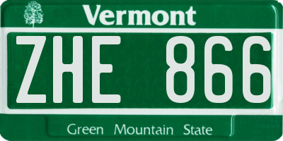 VT license plate ZHE866