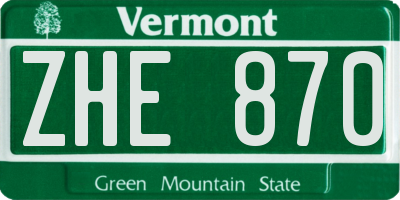 VT license plate ZHE870