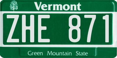 VT license plate ZHE871
