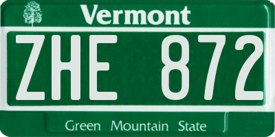 VT license plate ZHE872