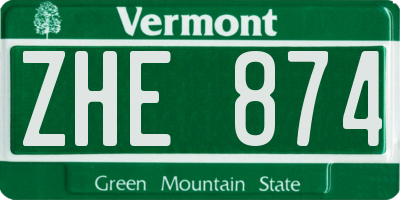 VT license plate ZHE874