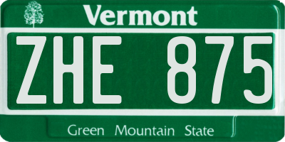 VT license plate ZHE875