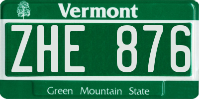 VT license plate ZHE876