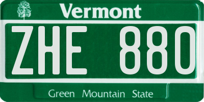 VT license plate ZHE880