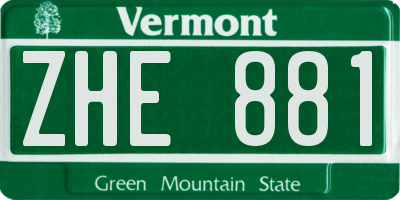 VT license plate ZHE881