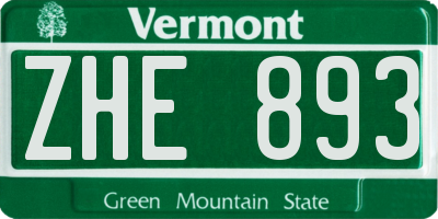VT license plate ZHE893