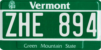 VT license plate ZHE894