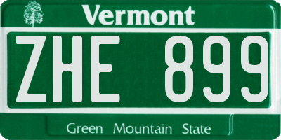 VT license plate ZHE899